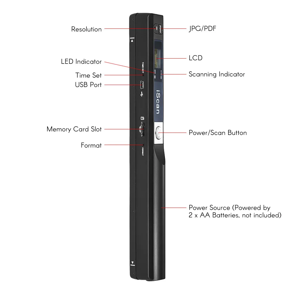 GZISCAN01 Mini Portable Digital Scanner 900DPI Handyscan Portable Wireless A4 Handhold Scanner Pen A4 Document JPG/PDF Scanner