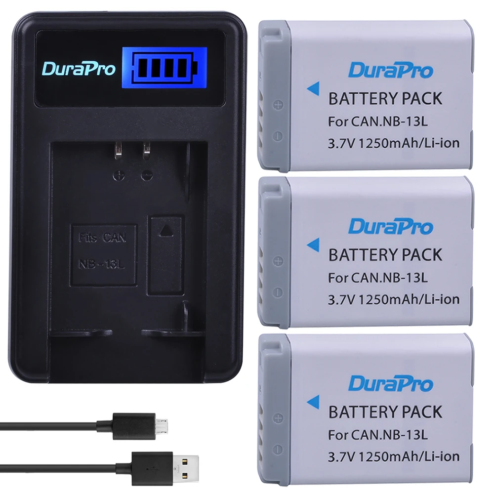 

3pcs NB-13L NB13L NB 13L Battery + LCD USB Charger for Canon PowerShot G1 X Mark III, G5 X G5X G7 X G9X Mark II SX720 SX730 HS
