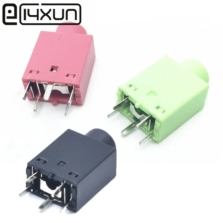 4pcs PJ-358 3.5mm Female jack 5Pin Audio Connector DIP Headphone Jack Socket Pink Green Black | Обустройство дома
