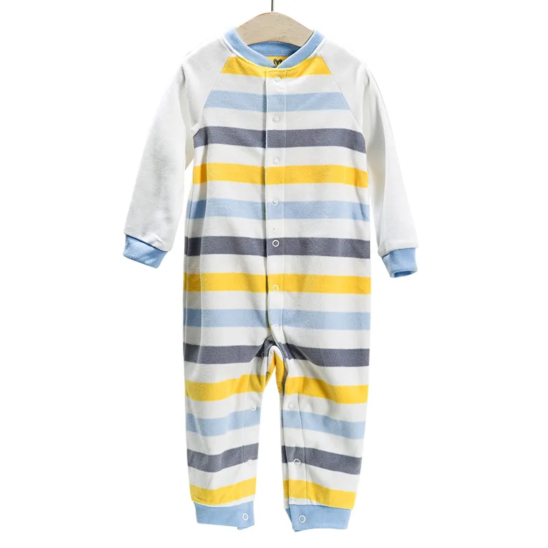 Детская одежда, bebes, комбинезон с воротником, флисовые пижамы для новорожденных, одежда для маленьких мальчиков, одежда для маленьких мальчиков, комбинезоны, верхняя одежда - Цвет: Buttons Yellow gray