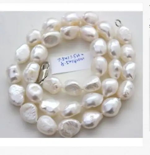 

classic 8-10mm south sea natural baroque white pearl necklace 17inch