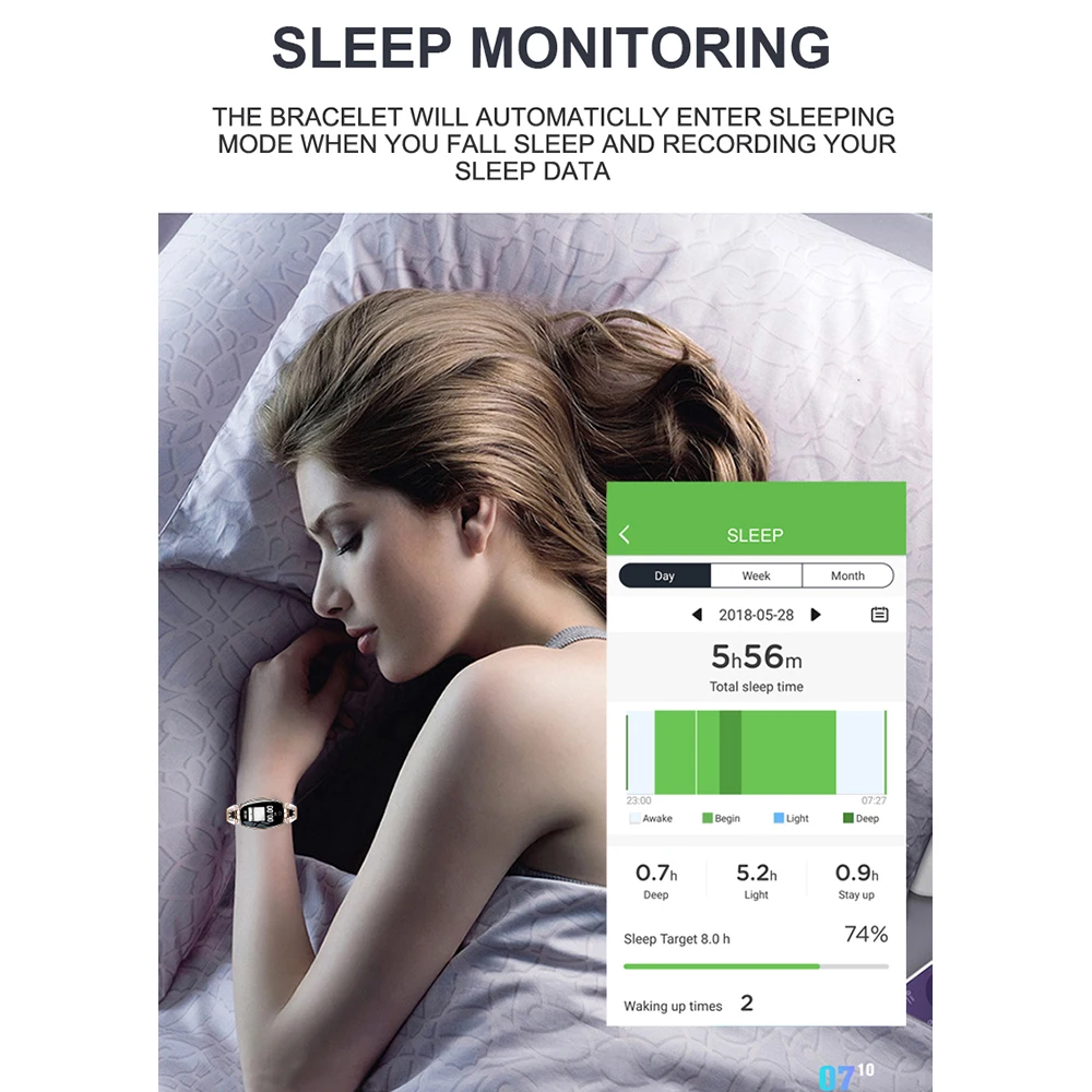 Luxury Women Smart Wristband Heart Rate Monitor Blood Pressure Bracelet Fitness Tracker IP67 Waterproof Band Best Gift for Girl Luxury Women Smart Wristband Heart Rate Monitor Blood Pressure Bracelet Fitness Tracker IP67 Waterproof Band Best Gift for Girl