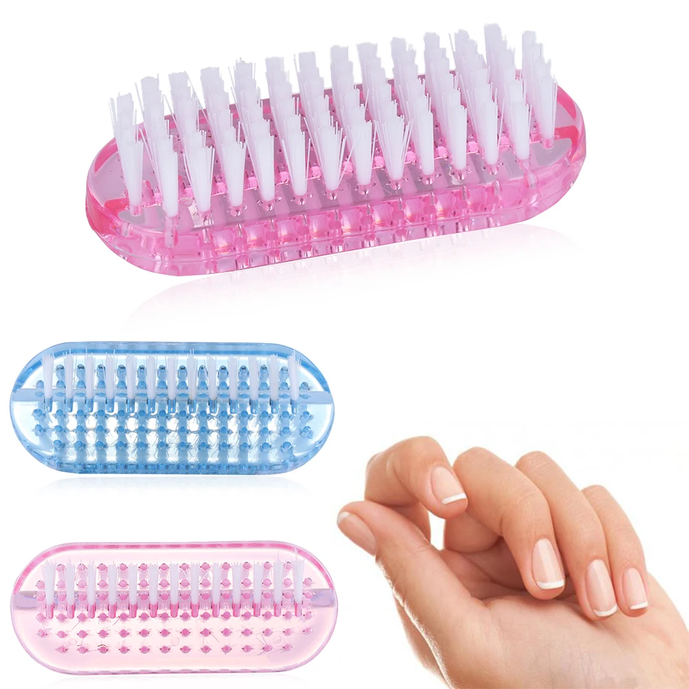1 Pc Plastic Nail Dust Cleaning Brush Professional Double Sided Hand Nail Scrubbing Brush