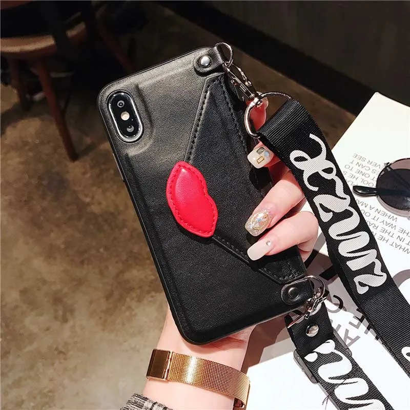 Кожаный чехол-конверт для iPhone XR XS Max X чехол через плечо милый держатель карт 7 8 6 6S