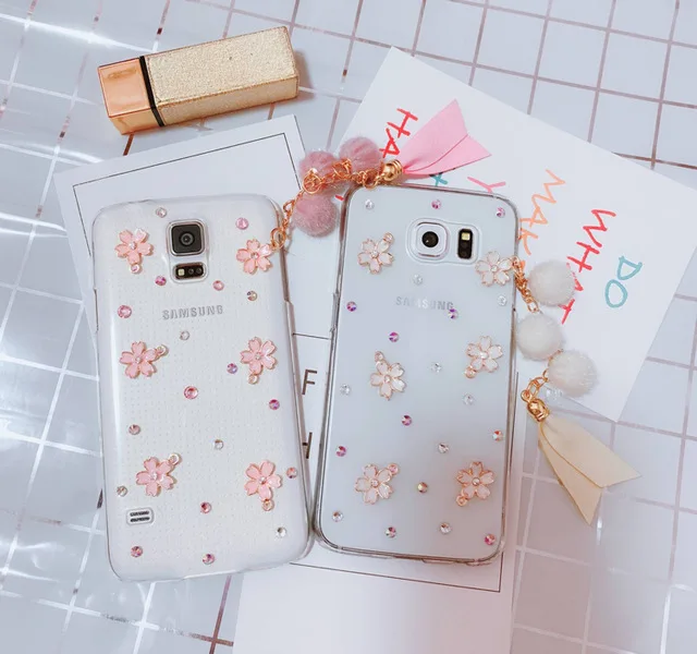 Sakura Cherry Phone Case For Huawei Mate 20 10 9 Pro Rhinestone Tassel Cover Cases P10 P20 Plus Lite |