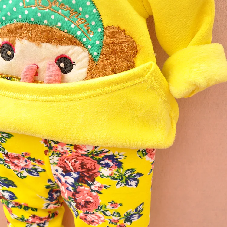 5 Bibihou 2017 baby girls warm winter suit thicken clothing sets children's hoodies set kids clothes set children christmas outfit