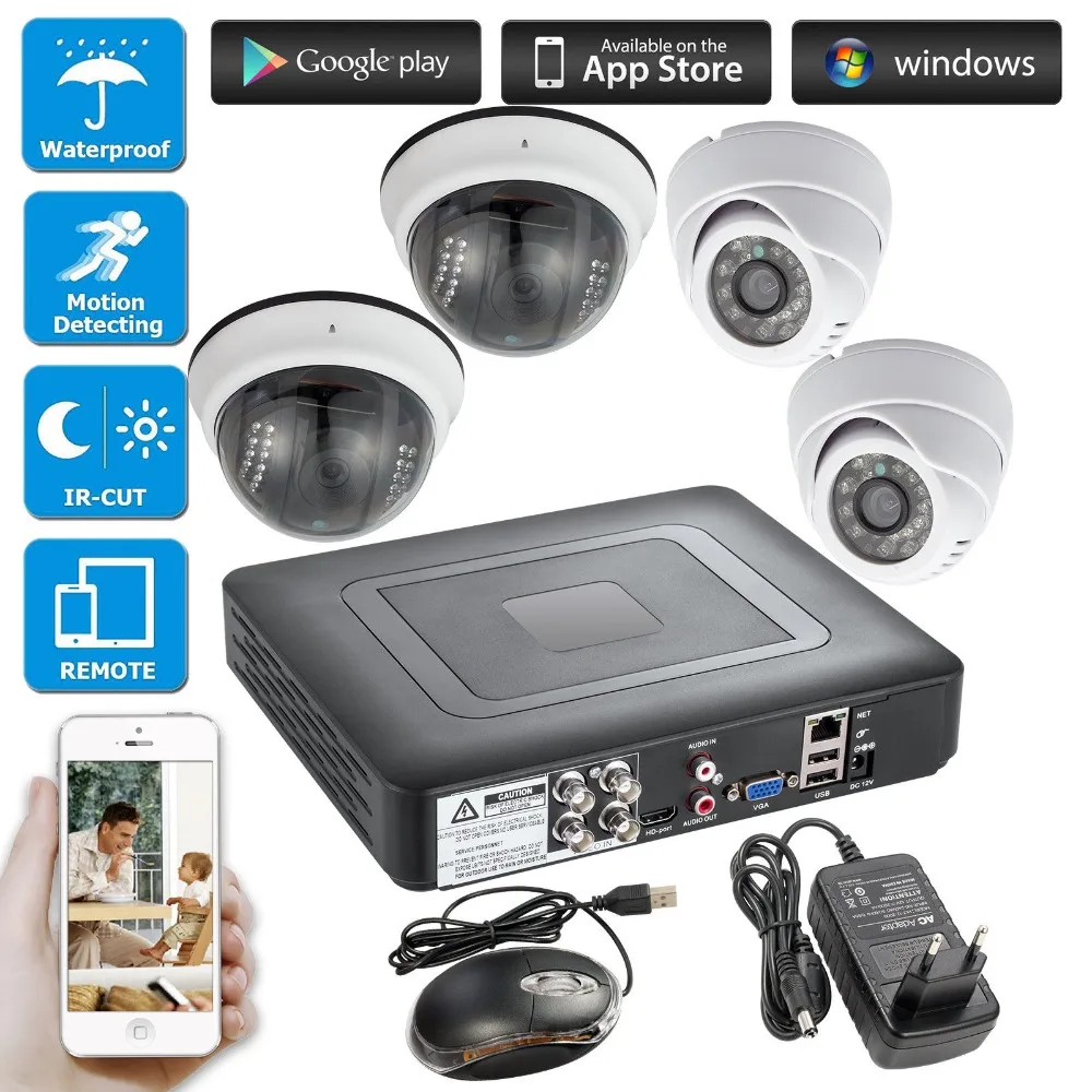 4CH 1080p HDMI DVR 4 шт. CCTV система безопасности наружная инфракрасная камера 720P AHD