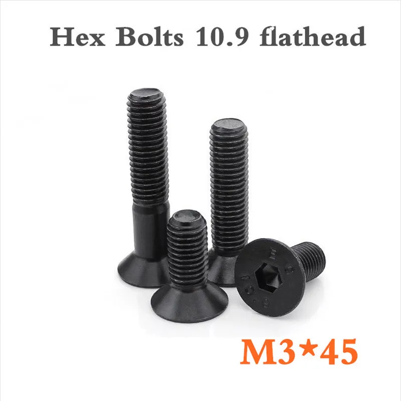 

100pcs/lot DIN7991 M3*45 Alloy Steel Flat Head Socket Screw Grade10.9