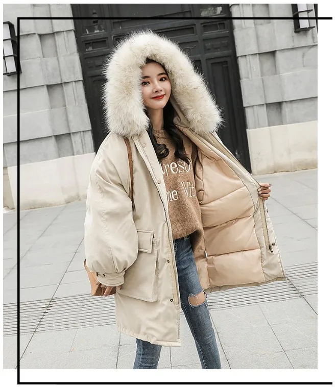 Fashion Thicken Women's Winter Long Coat With Fur Hooded Big Pockets Women Overcoat Oversize Warm Womens Parkas YT50147