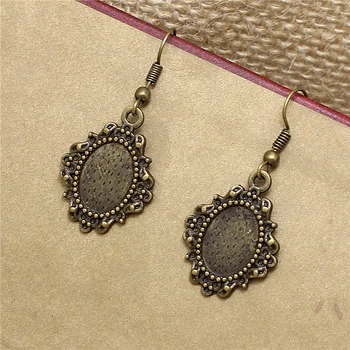 

20pc/lot 10*14mm Bronze Oval Dangle Earring Cabochon Settings Earring Blanks Base With Tray Bezel DIY Jewelry Findings T572