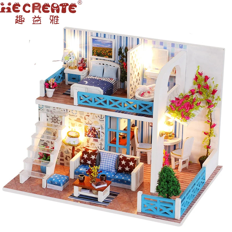 Doll House Miniature Wood Furniture DIY Dollhouse Kit Assembling with Kitchen Handmade Dollhouse Girls Gift Toys for Children Doll House Miniature Wood Furniture DIY Dollhouse Kit Assembling with Kitchen Handmade Dollhouse Girls Gift Toys for Children