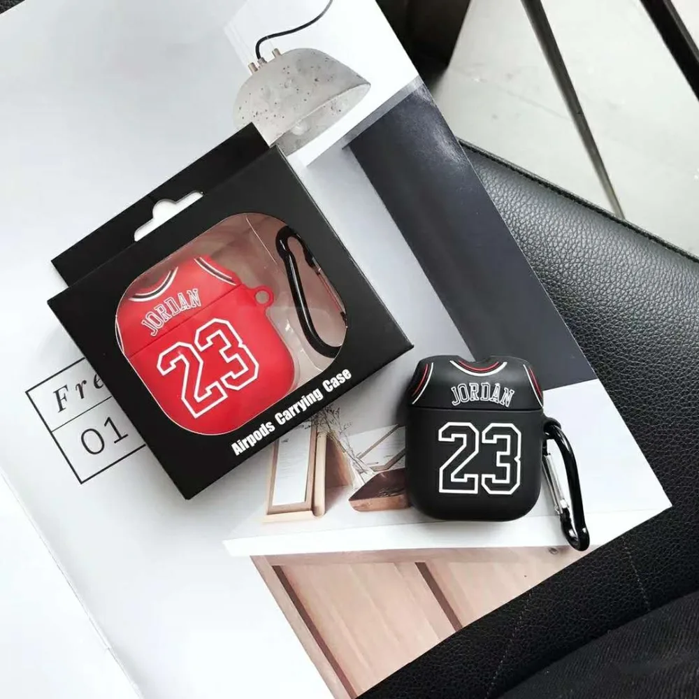 3D Jordan 23 basketball clothe Earphone Headset Accessories Silicone case For Apple Airpods 1/2 Wireless Bluetooth Headset bags