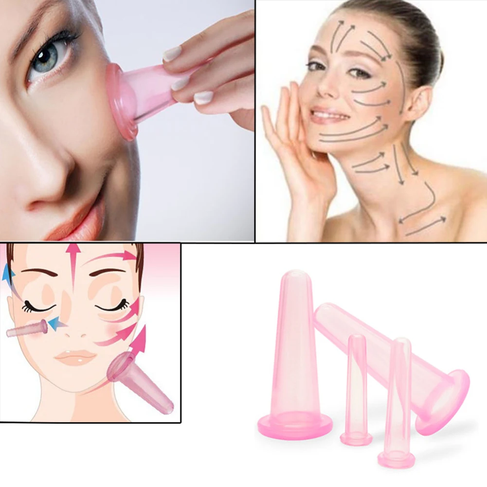 Face Eye Care Treatment Care 4pcs/set Silicone Facial Massage Tools Anti-Aging Face Skin Care Tool Cup Facial Cup Vacuum Cupping