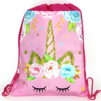 

12pcs 34*27cm Unicorn theme non-woven fabrics drawstring bags backpack,boy kids Gift bag Birthday Party Favor