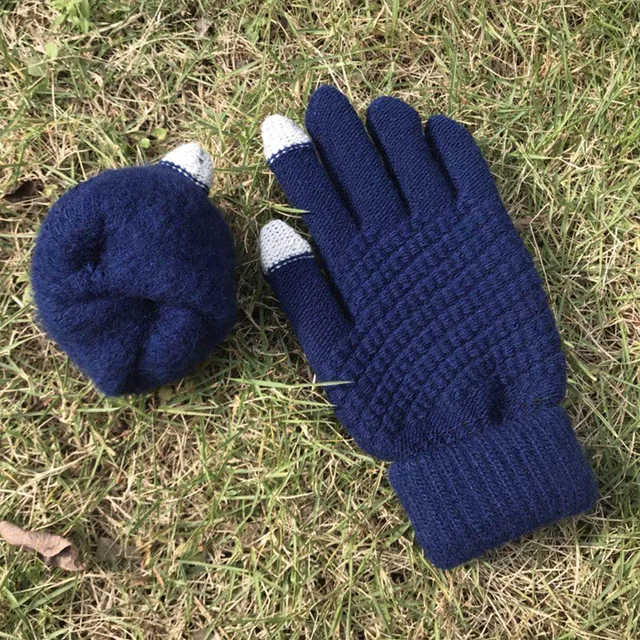 Miya Mona Hot Selling New Women Warm Winter Knitted Full Finger Gloves Mittens Girl Female Solid Woolen Gloves Screen Luvas -