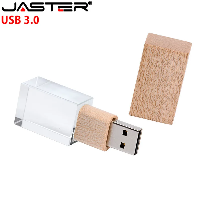 

JASTER USB 3.0 Wedding Photography Custom LOGO Wooden Crystal Wooden 64GB 32GB 16GB 4GB Version memory flashs stick pen drive