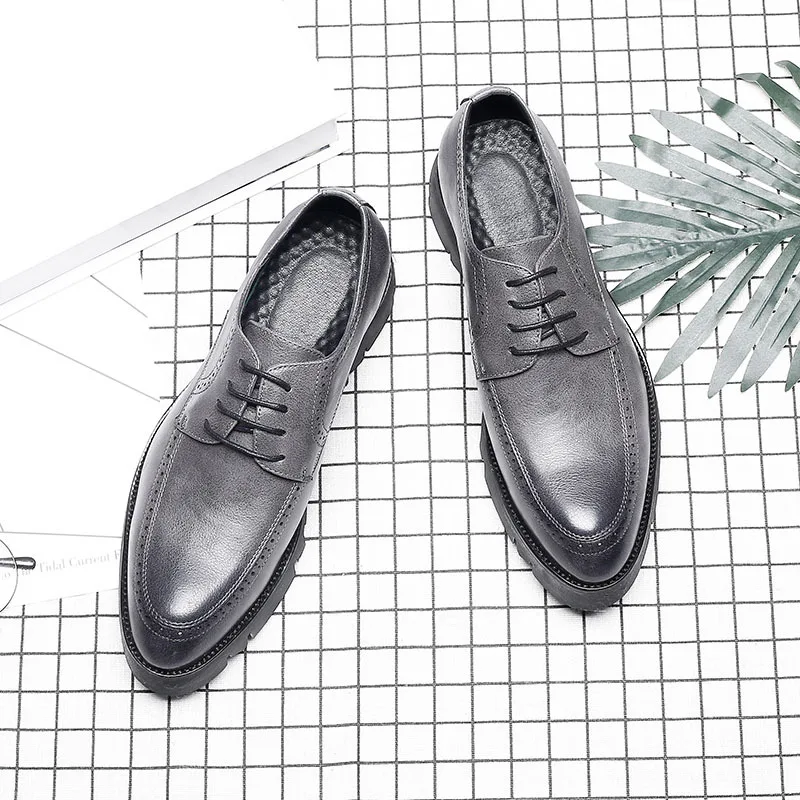 Designer cinza Couro Msw8118126 Formais Sapatos Homens Marca De Elegante Clássico Luxo Black Mens Leather Soft nqI6Egg