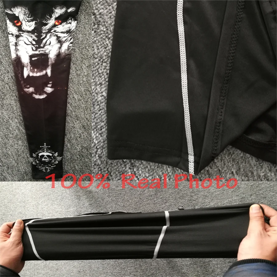 Wolf 3D Printed tshirt Compression Tights Men Fitness Running Shirt Breathable Long Sleeve Sport Rashgard Gym Cycling Clothing