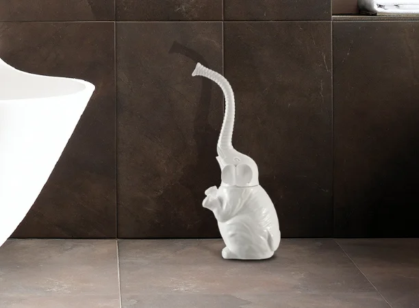 

European Simple Sanitary Toilet Brush Ceramic Creative Elephant Bathroom Soft Hair Cleaning Kit Personality Toilet Brush Q231