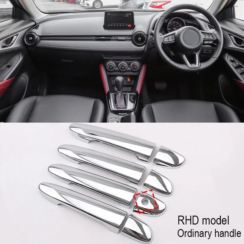 Vtear для Mazda CX-3 CX3 автомобильные наружные дверные ручки Крышка автомобильные ручки для автомобильных дверей ABS Хром Стайлинг Аксессуары - Цвет: RHD 1 hole