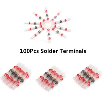 

100pcs/set Electrical Cable Wire Connectors Red 3.0mm Heat Shrink Solder Butt Splice Terminals Seal Soldering Connector Kits