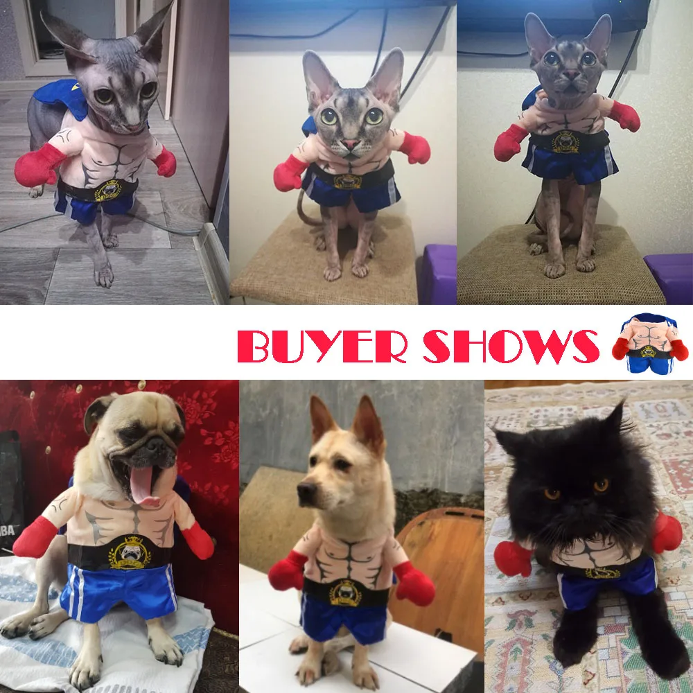 Funny Dog Cat Costumes Boxer Cosplay Suit Pet Clothing Halloween Christmas Uniform Clothes For Puppy Dogs Costume for a cat Funny Dog Cat Costumes Boxer Cosplay Suit Pet Clothing Halloween Christmas Uniform Clothes For Puppy Dogs Costume for a cat