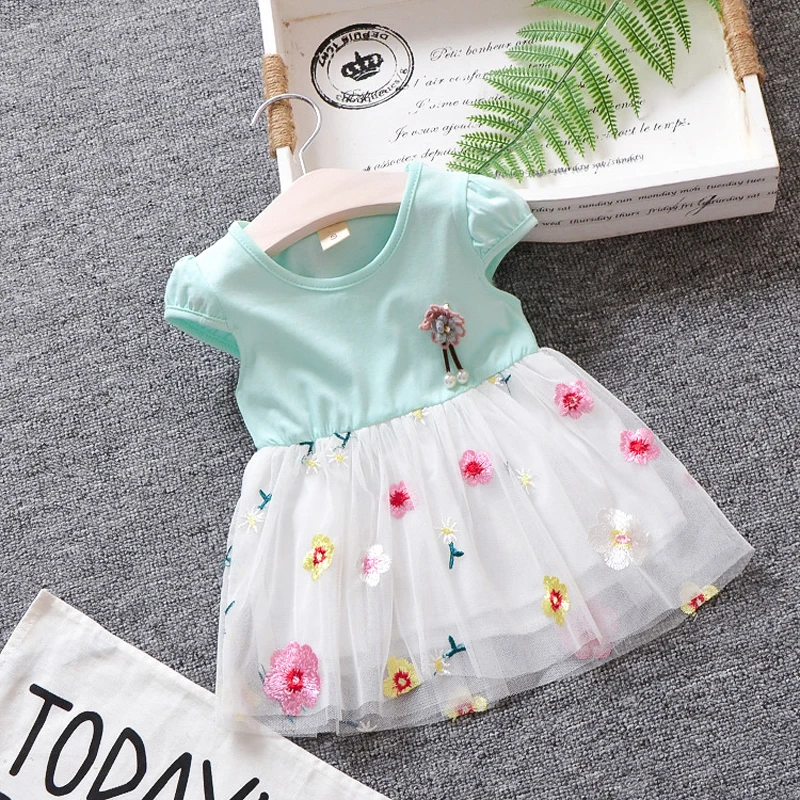 

Baby Girl Summer Dress 2019 New infant toddler cute embroidery floral dresses newborn casual high quality mesh dress