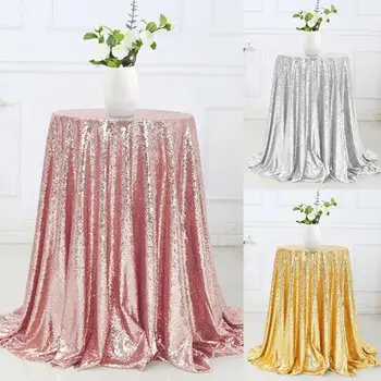 

Rose Gold Glitter Sparkly Sequin Round TableCloth For Wedding Events banquet Table Decoration Round TableCovers Diameter 120cm