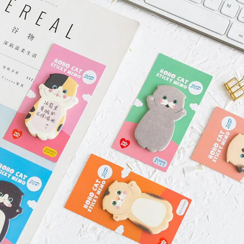 4 шт. Блокноты Sticky Note Kawaii Cat Бумага блокнот Daliy Скрапбукинг наклейки Офис Школьные принадлежности закладки