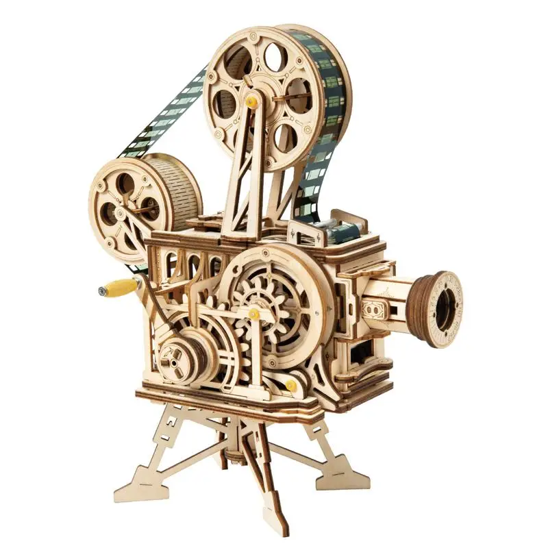 

Vitascope Vintage Projector Retro 3D Puzzle Wooden Model Building Kit With Hand Crank Generator Creative Gift Collection Display