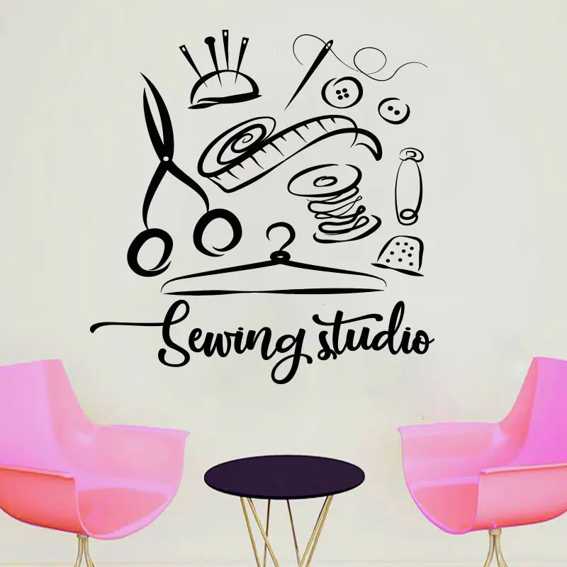 

Sewing Studio Wall Sticker Atelier Home Decor Vinyl Wall Decals Handmade Tailor Window Decoration Self-adhesive film Mural 3R13