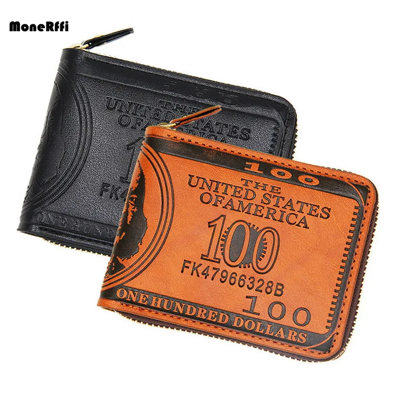 

MoneRffi 2019 Men's Short Wallet Retro-vintage Leather Large Fashion Leisure Zipper Short Wallet New fashion
