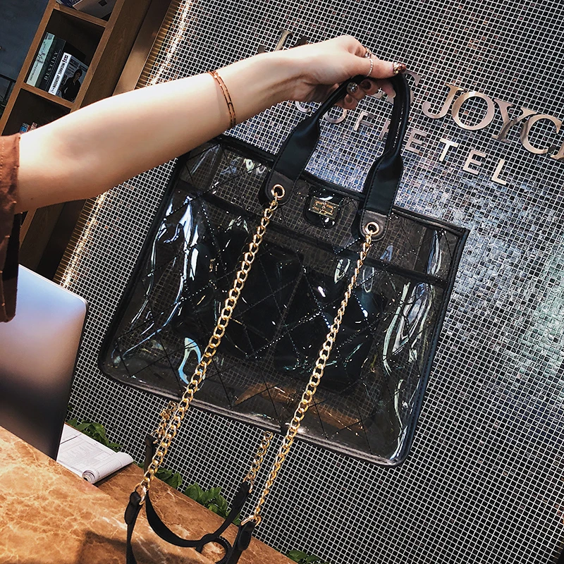 Дизайнерская роскошная женская сумка Прозрачная ПВХ Желейная сумка женская сумка с верхней ручкой повседневные сумки через плечо сумки-тоут кошельки