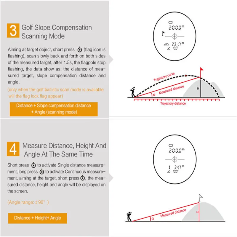 Mileseey PF04 600 м 800 м 1000 м 1200 м 1500 м лазерный дальномер высокоточный лазерный телескоп для гольфа и охоты 6 Режим измерения
