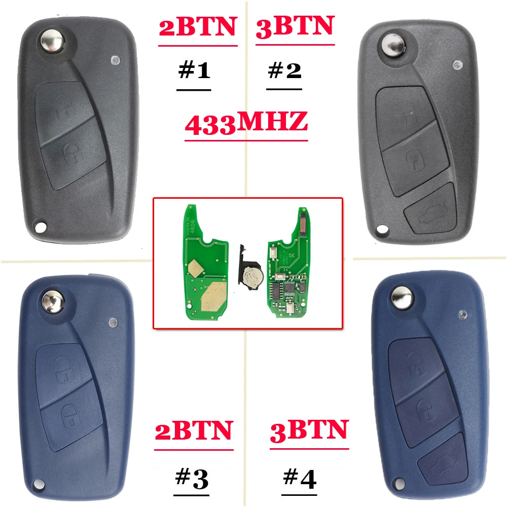 

Free Shipping ( 1pcs )2Button /3 button 433MHZ Remote Key for FIA 500 Panda Punto Bravo Delphin Key PCF7946 chip