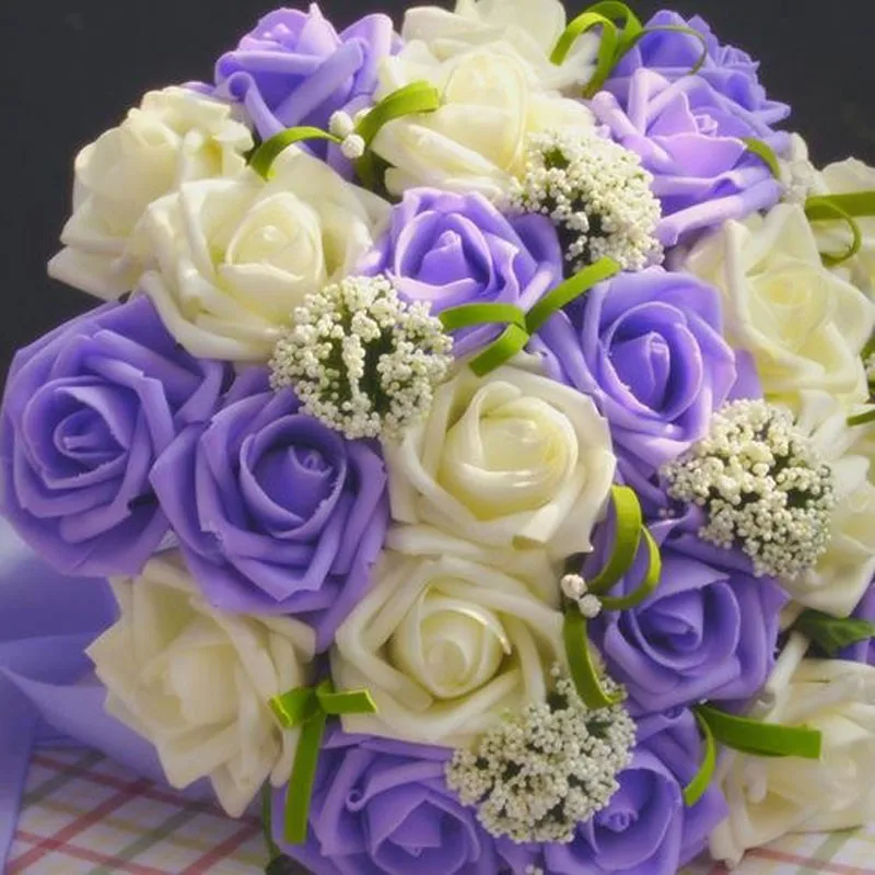 Perfectlifeoh Свадебный букет горячая Распродажа искусственные розы цветы жемчуг невесты кружевные акценты свадебные букеты с лентой