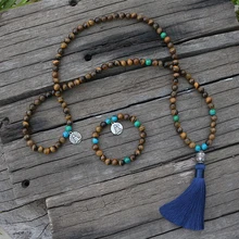 8 мм желто-коричневый тигровый глаз и зеленые бусы ожерелье, увеличивает доверие JaPaMala, 108 шарик мала, мала ювелирные изделия, мала молитвенные бусы