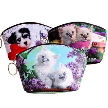 

50PCS / LOT Girl Printing Crescent Coin Bag Girls Cute Small Bags Kawaii Card Key Money Creative Dog Cat Purse Earphone Bag