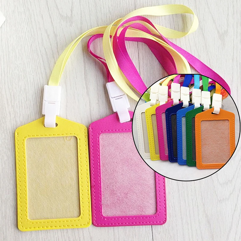 

1pc PU Id Holders Case with Necklace Lanyard Business Badge Card Holder