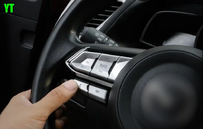 Cobertura do Volante Roda de Direção Guarnição para Mazda Automático Decoração Chrome Acessórios Automóveis 3 2020 Abs 11 Molduras interiores