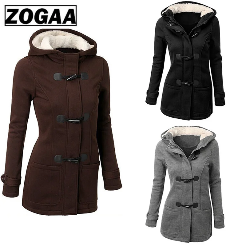

Hot Style Size Women's Jacket with Long Sleeve Jacket with Button Pocket and Hoodie