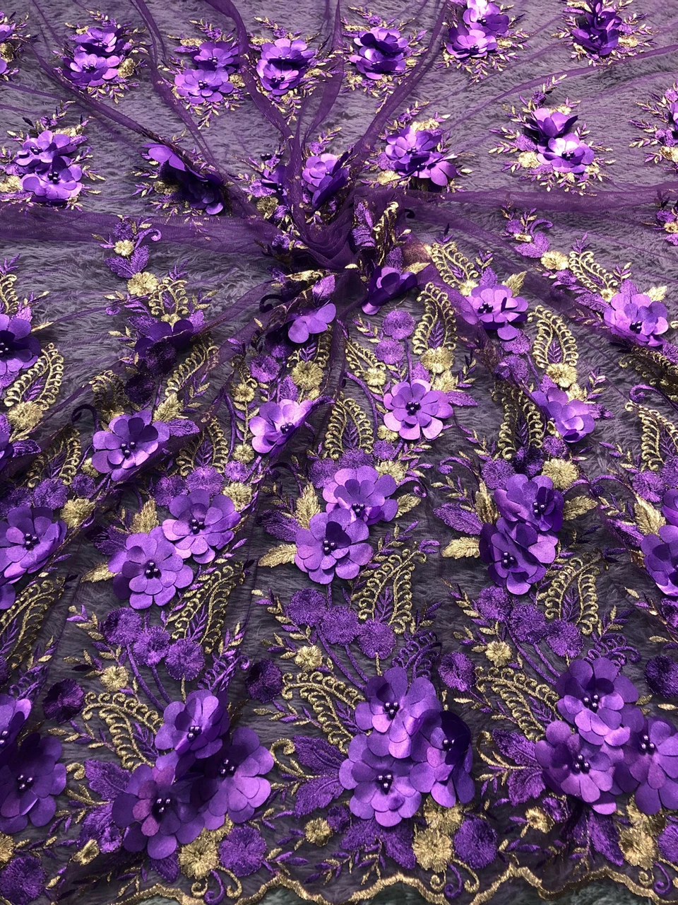 3D цветы Высокое качество африканская кружевная ткань французский тюль кружева ткань аппликация 5 ярдов чистая кружевной ткани для свадебное платье YB001