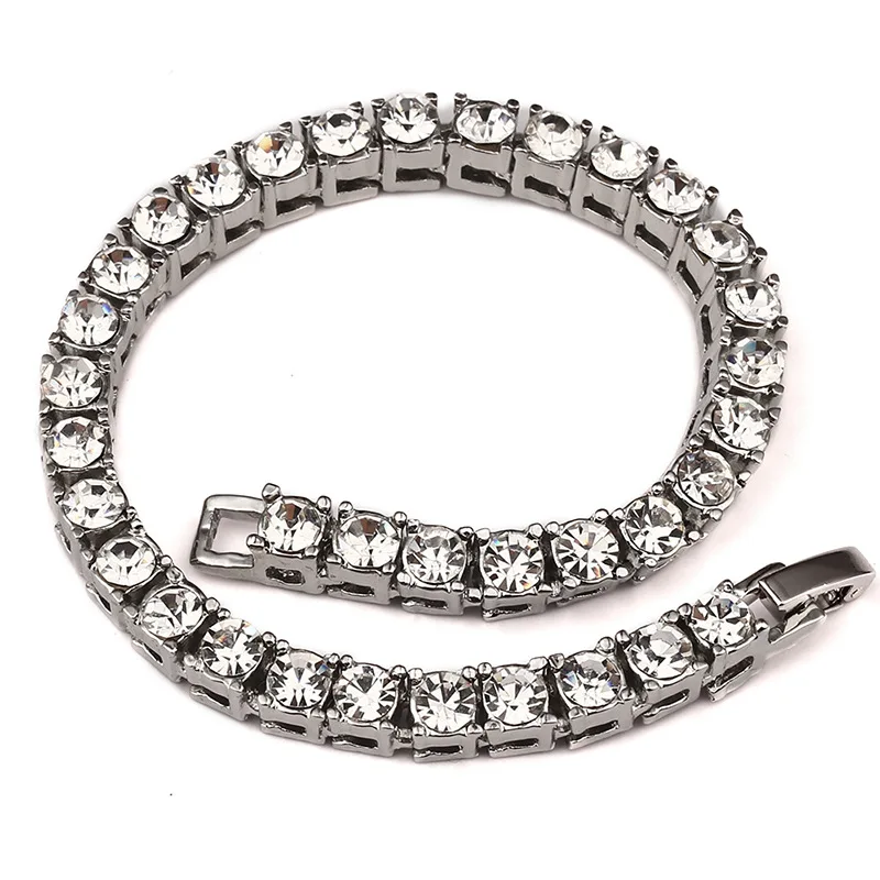 

New Arrival Iced Out Rhinestone Silver Bracelet Hip Hop Bling Cuban Link Chain Hip Hop Bracelet Chunky Jewelry with Gift Box