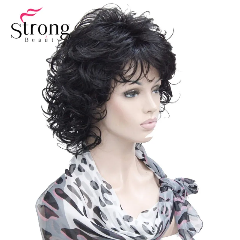 E-1560A #2 New. Elegant Hivision Curly 14 Off Black Synthetic Hair Full Women's Short Wig (1)_