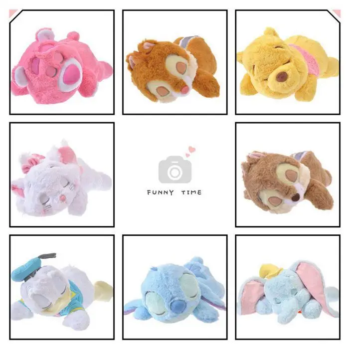 

Large Donald Duck Winnie Strawberry bear Dumbo stitch Marie Cat sleeping plush Toy doll Stuffed Animals Pillow Girls Gifts