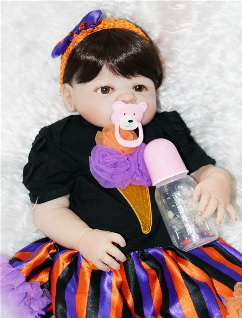 Full silicone reborn baby dolls 22inch 55cm newborn girl princess dolls for children gift with dress child bebe gift reborn bon