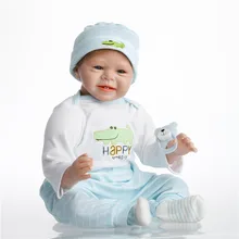 SanyDoll hot sale silicone reborn baby 22inch 55cm Crocodile pattern beautiful clothing smiling face baby