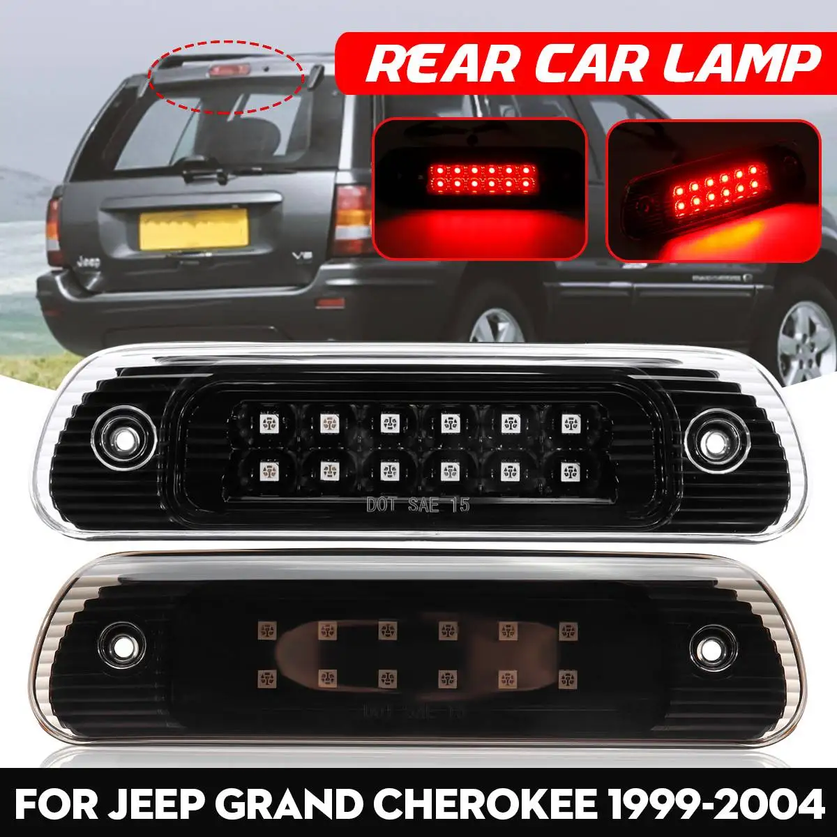 Traseira do Carro Clara para Jeep Cauda Hight Break Light Stop Lâmpada Fumaça Grand Cherokee 1999 2000 2001 2002 2003 2004 Led