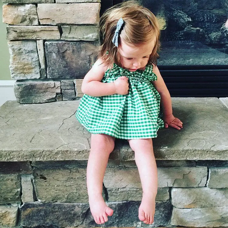 

Sleeveless Grid Cute New Baby Dress Girls Clothes Slip Infant Girl Dresses For Princess Birthday Tunic Dress  