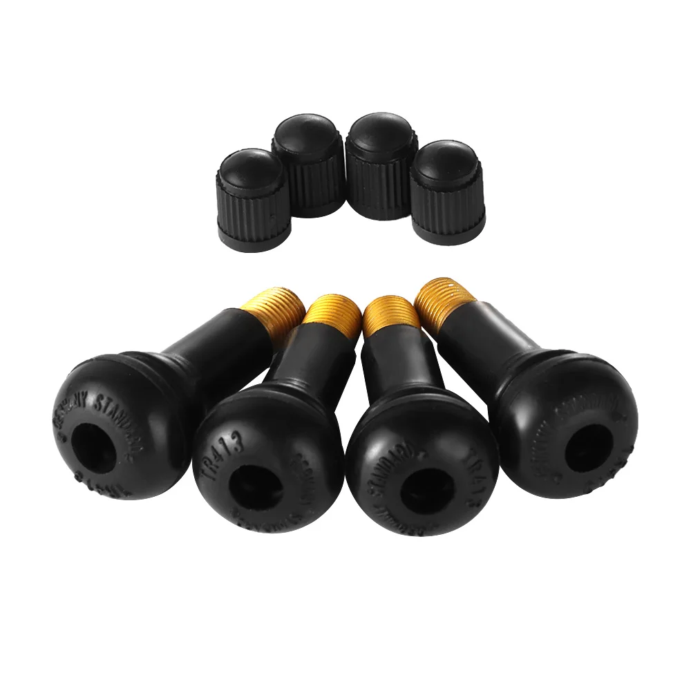 4Pcs/set Black TR413 Tubeless Car Wheel Tire Valve Stems with Caps Tyre